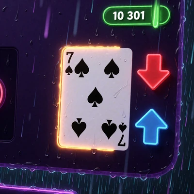 Hilo Original bei Rainbet Casino - Karten-Interface mit roten und blauen Richtungspfeilen