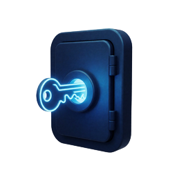 Server Seed Symbol - verschlossener blauer Tresor mit gehashtem Schl&uuml;ssel beim Provably Fair System