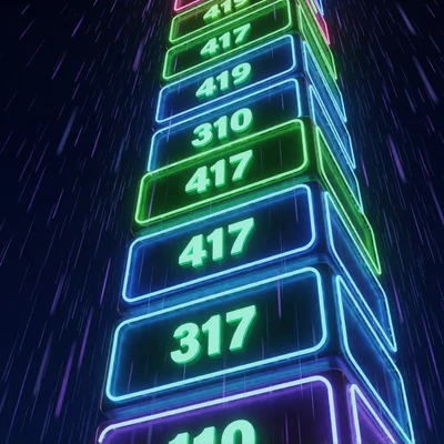 Tower Original bei Rainbet Casino - aufsteigende Neon-Bl&ouml;cke in Blau und Gr&uuml;n